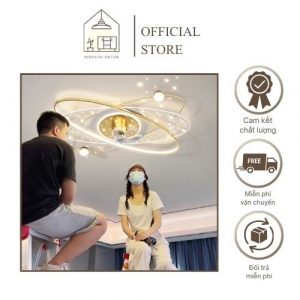 Đèn quạt ốp trần phòng khách phòng ngủ có điều khiển từ xa ánh sáng Led 3 màu,mẫu mới sang trọng hiện đại